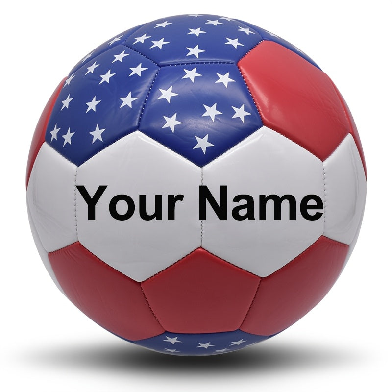 Customizable #5 Soccer Ball, Thickened Mirror PU, Unique Gift with Personalized Name and Logo, Machine-Sewn, PU Material, with Ideal for Valentine's, Christmas, New Year, Father'S Day for Adults