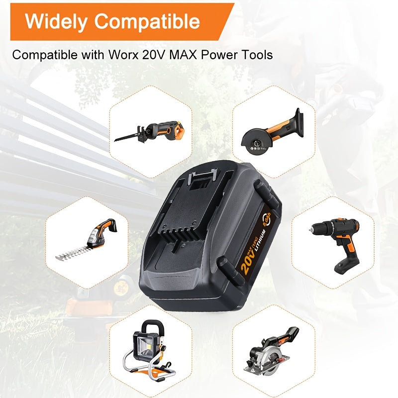 Rechargeable Battery - 20V 8000mAh High-Output Battery for Worx 20VPowerShare Battery Model WA3520 WA3525 WA3575 WG151s WG155s WG251s WG255s WG540s WG545s WG890 WG891