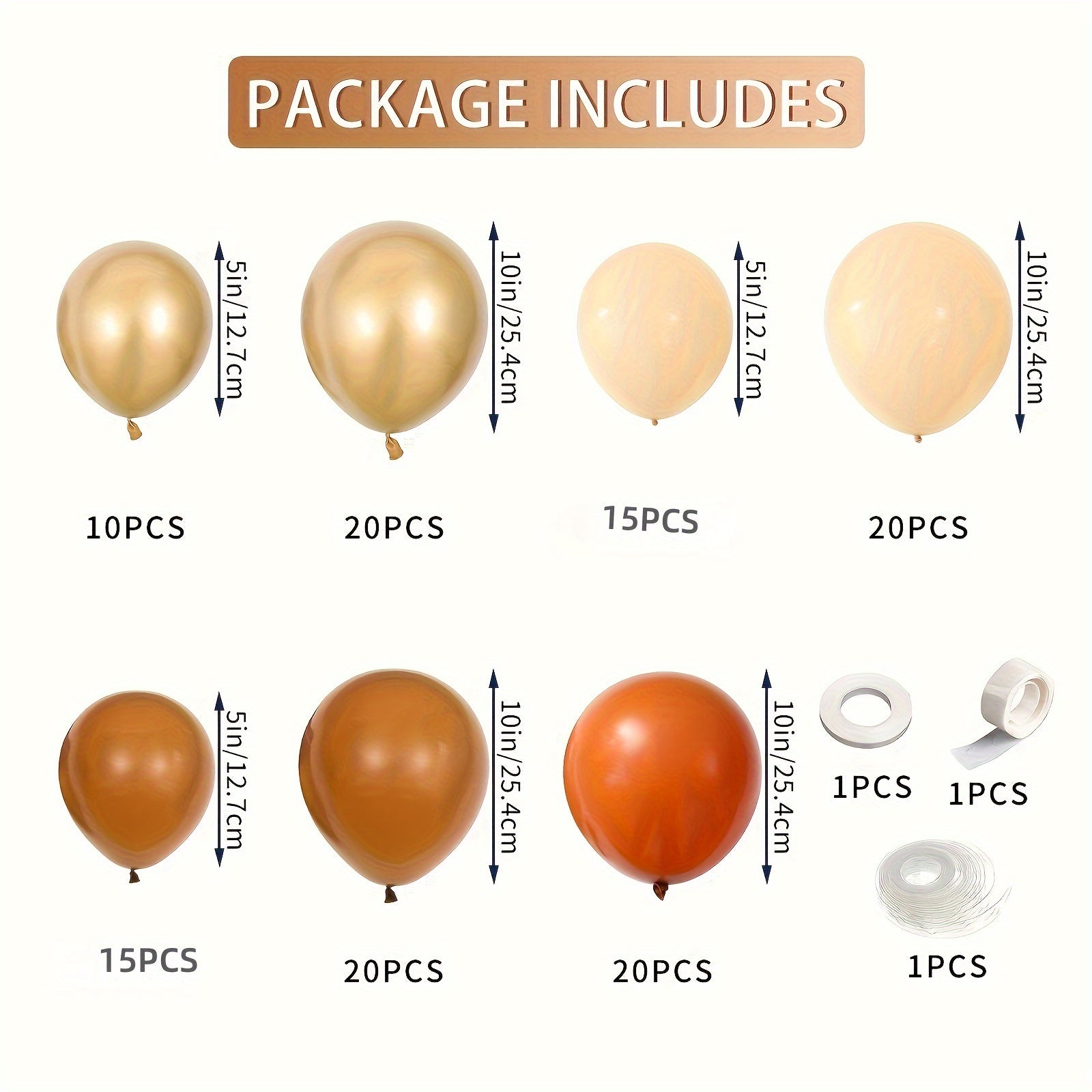 Thanksgiving 123pcs golden brown orange latex balloons for summer, suitable for birthdays, weddings, bridal showers, anniversaries, carnivals, showers, Hawaiian parties, backgrounds, home decor, Halloween, Christmas, autumn h