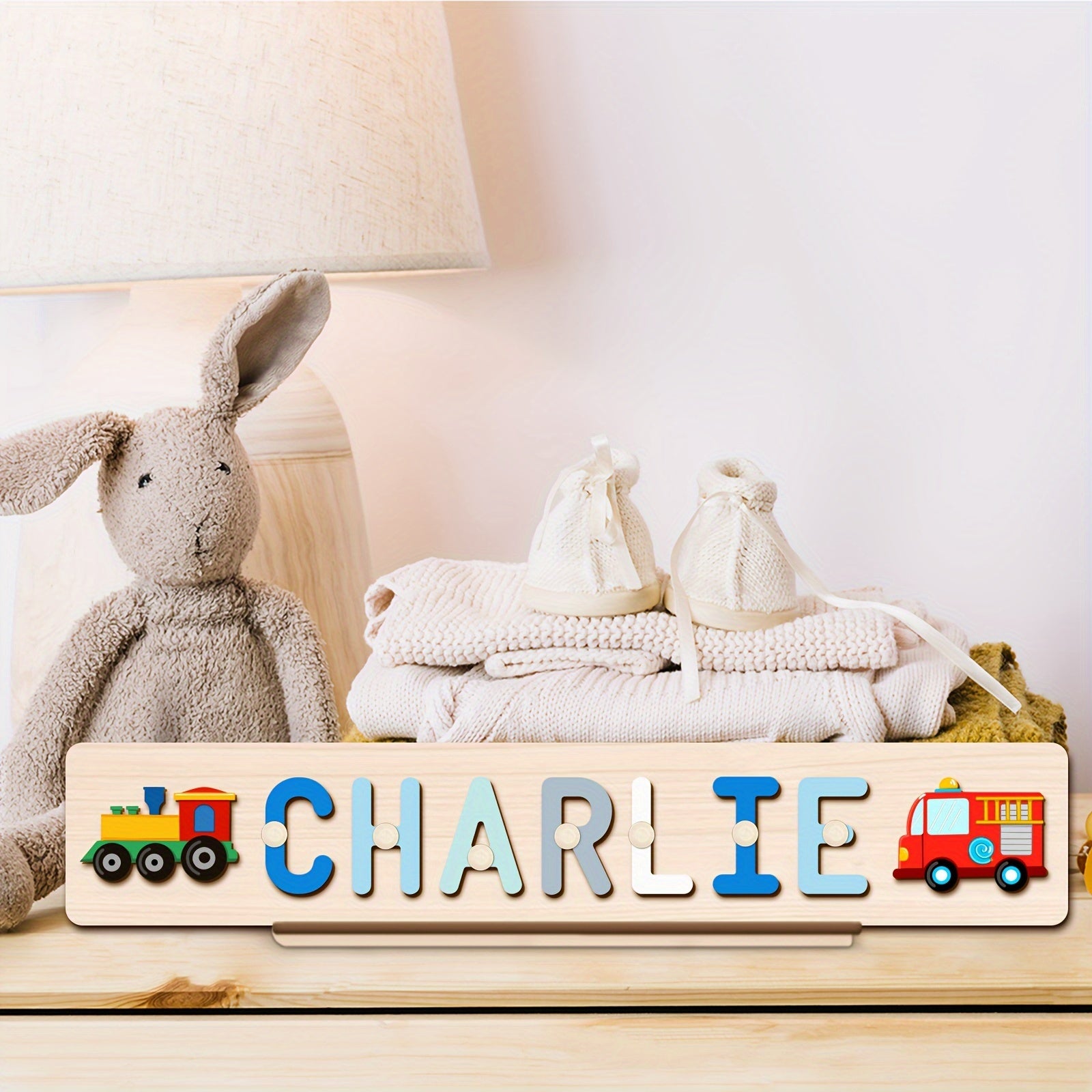 Name Puzzle, Baby-Blue Color Personalized Name Puzzle With 2 Elements, Early Learning Toys, Birthday Gifts, Toys