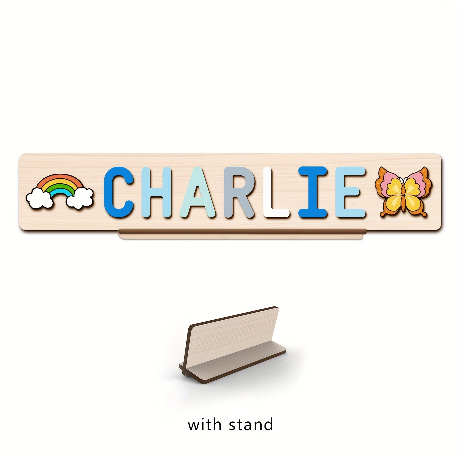 Name Puzzle, Baby-Blue Color Personalized Name Puzzle With 2 Elements, Early Learning Toys, Birthday Gifts, Toys