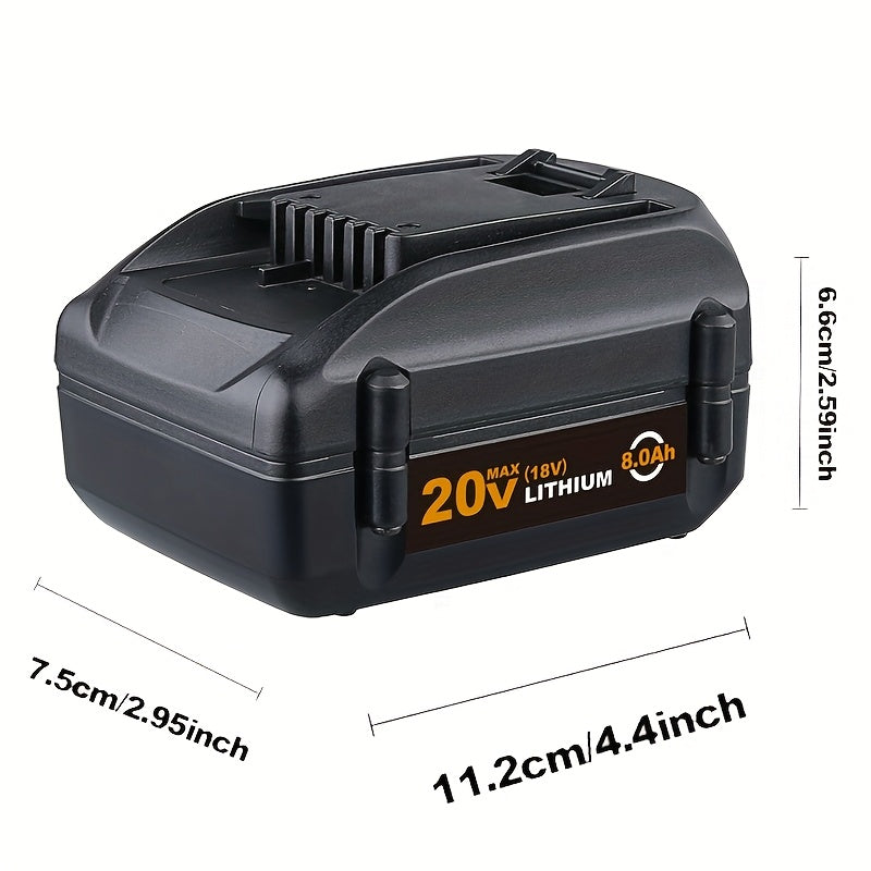 Rechargeable Battery - 20V 8000mAh High-Output Battery for Worx 20VPowerShare Battery Model WA3520 WA3525 WA3575 WG151s WG155s WG251s WG255s WG540s WG545s WG890 WG891