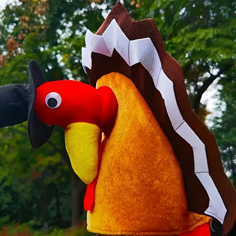 [Fun Thanksgiving Turkey Hat] Fun Thanksgiving Turkey Hat - Soft Fabric, Playful Design, Festive Celebration, Holiday Headpiece, Partygoers Outfit, Perfect for Thanksgiving