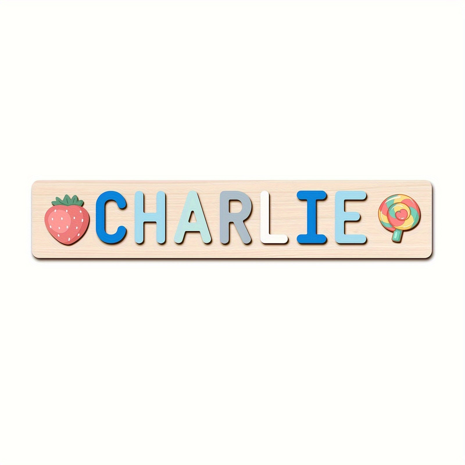 Name Puzzle, Baby-Blue Color Personalized Name Puzzle With 2 Elements, Early Learning Toys, Birthday Gifts, Toys