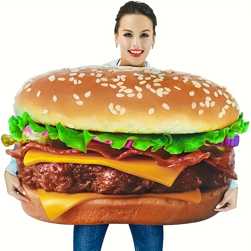 Adult Unisex Funny Hamburger Costume - Composite Sponge Material with Realistic Buns, Lettuce, Tomato, Cheese & Beef Patty - Comfortable & Easy-Wear for Halloween, Themed Parties, Carnivals - Cute Cartoonish Outfit for Men &