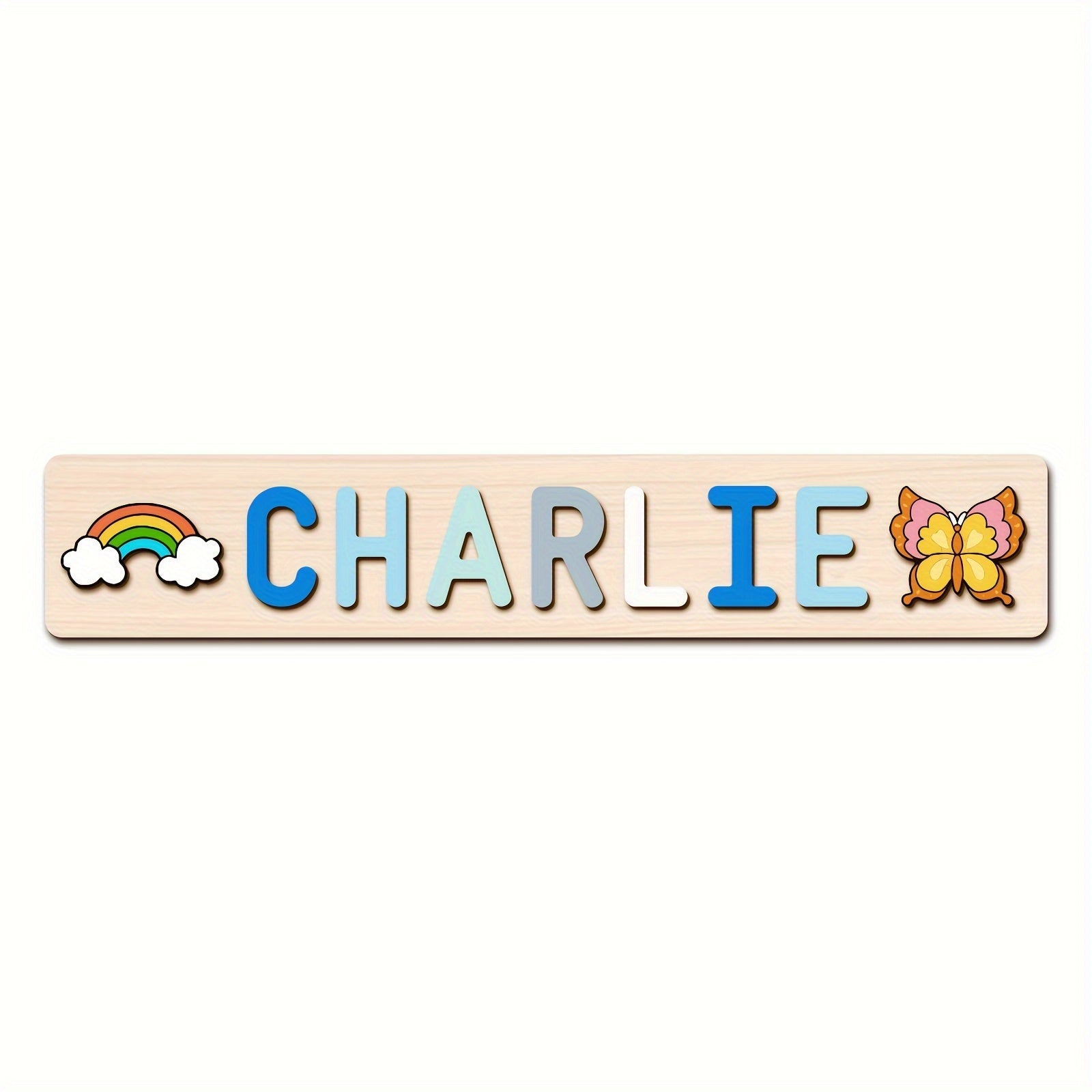 Name Puzzle, Baby-Blue Color Personalized Name Puzzle With 2 Elements, Early Learning Toys, Birthday Gifts, Toys